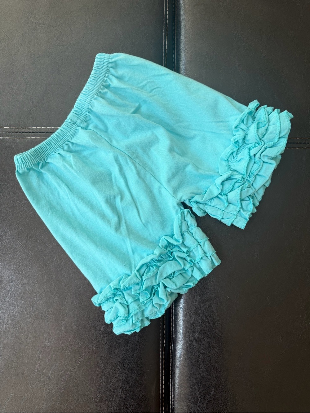 Girl’s Light Blue Ruffled Hem Shorts